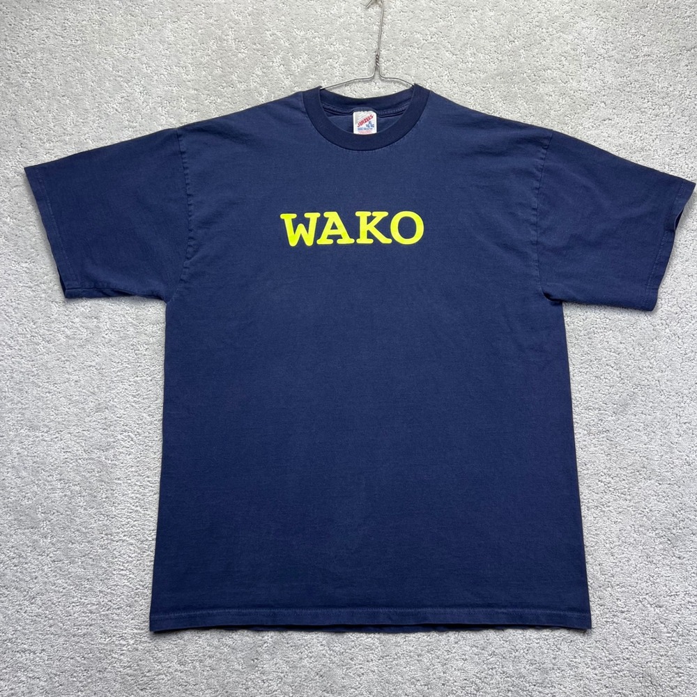 VINTAGE Y2k WAKO A State Of Mind T-Shirt XL Navy Blue Graphic Jerzees Cotton